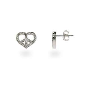  Sterling Silver Peaceful Heart Stud Earrings: Eves 