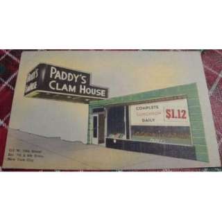Vintage Postcard Paddys Clam House NEW YORK CITY NY  
