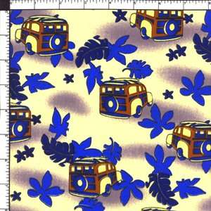 Vintage Tropical Woodys Classic Cars Cotton Fabric BTY  