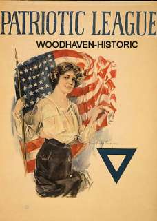 1918 World War I (WWI) Patriotic League Poster  