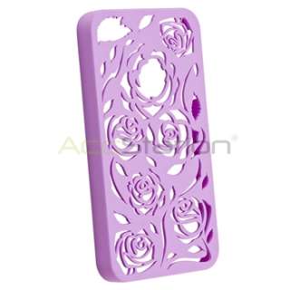   Rose Flower Hard Case Cover+Screen Film Guard for iPhone 4 G 4S  