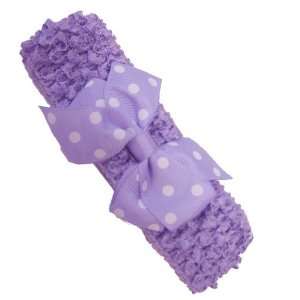 Lavender Cute Baby Headband with a Polka Dotted Bow 
