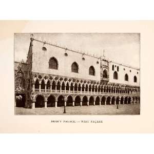  1907 Print Doges Palace West Facade Venetian Gothic 