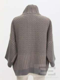 Bruno Manetti Grey & Beige Wool & Cashmere Button Collar Sweater, Size 