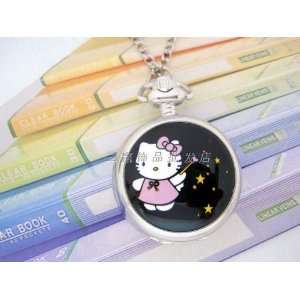   Kitty Cat Quartz Pocket Watch Pendant Necklace Chain: Everything Else