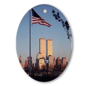 Twin Towers American Flag print ornament Flag Oval Ornament by 
