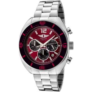 By Invicta Mens 90232 003 Chronograph Red Dial Stainless Steel Date 