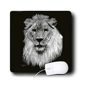   Painting of a lion in white over black   Mouse Pads Electronics