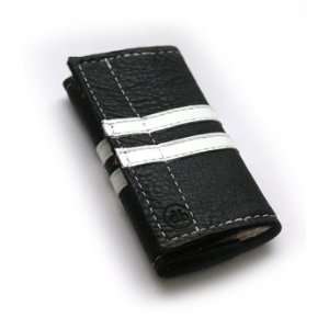  iPod Nano Leather Sleeve Black with white Double Belt 