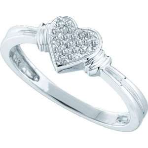    10K White Gold Diamond and Bead Heart Centerpiece with Designer Band