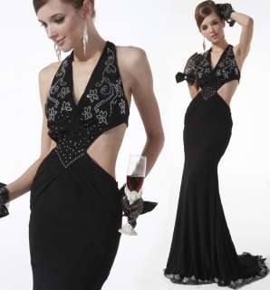 Prom Brand New V Neck Bra Halter Sleeveless Full Lenth Party Dress 