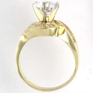 R36220 14K solid gold 4ct total CZ 2ct center raised head ring  