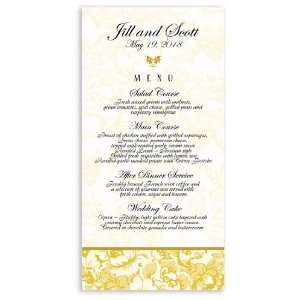  160 Wedding Menu Cards   Yellow Harvest Floral Jubilee 
