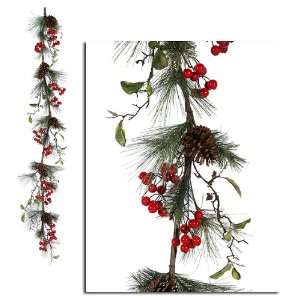   Red Berry & Pine Cone Artificial Christmas Garland: Home & Kitchen