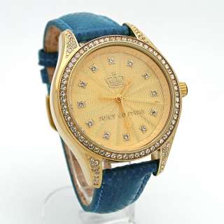 Juicy Couture Lively Crystal Gold Blue Turquoise Ladies Watch 1900741 