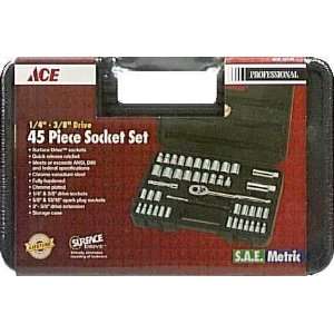  Ace 45 Pc/ 1/4 & 3/8 Drive Sae/Metric Socket Set (21149W 