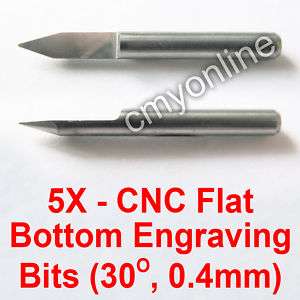 5x PCB Flat Engraving Bits CNC Router Tools   30° 0.4mm  