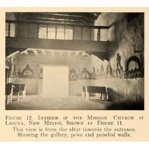  1918 Print Interior Mission Church Laguna New Mexico 