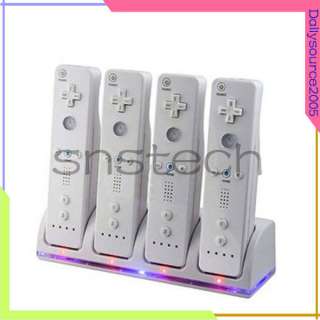 Charger Dock + 4X 1800mAh Battery For Wii Remote  
