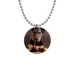  Airedale Terrier Puppy Dog Button Necklace B0003 