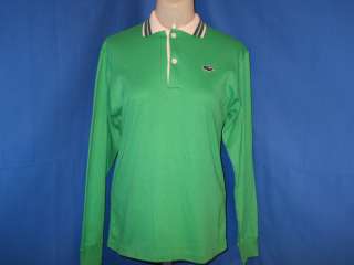 vintage IZOD LACOSTE LONG SLEEVE GREEN BLUE GATOR RUGBY POLO SHIRT 20 