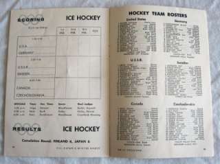 1960 Winter Olympic Hockey Program USA Gold Medal RARE  