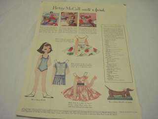   McCall Paper Doll June 1958 53 years old Betsy visits a friend  
