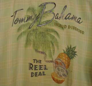 TOMMY BAHAMA Mens THE REEL DEAL Island Director Silk Camp shirt sz 