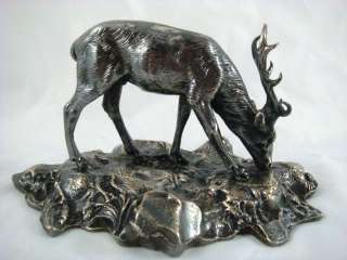 Vintage Deer Buck Heavy Large Pewter Art Sculpture  