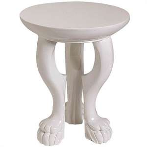 White Neo Classical Lion’s Claw Side End Table  