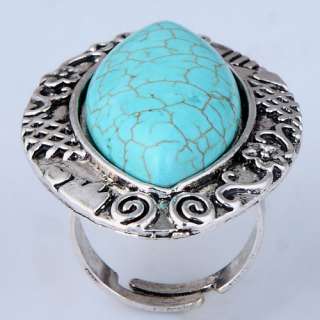 vintage tibetan silver shuttle turquoise finger ring ringent 
