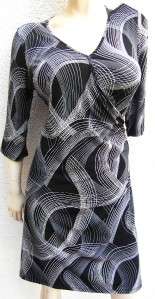 PERSEPTION brand White Geo LIne Black A Line Dress sz XL  