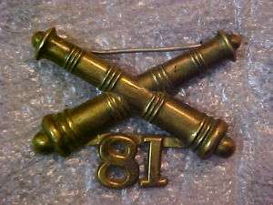 Longpin Brass WW1 Artillery 81st Company Officers Hat Insignia  