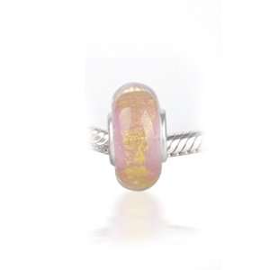   Bead With Metallic Gold Stripe 925 Sterling Silver Fits with Pandora
