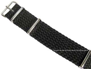 20mm Black NATO Braided Woven G10 MoD Watch Strap Band  