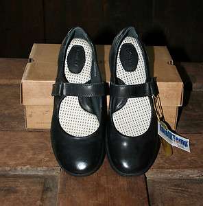 BORN BLACK LEATHER CHRISTABEL MARY JANE SLIP ON NEW IN THE BOX 