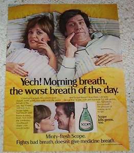 1980 Scope mouthwash Lady Man morning breath PRINT AD  