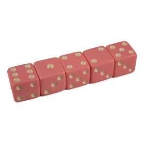  Set of 5 Dice 16mm Round Corners Opaque Pink Toys & Games