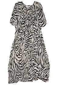 Black and white zebra print mumu patio house dress by Go Softly, in a 