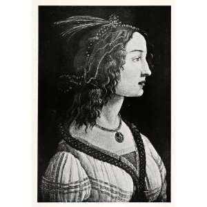  1903 Print Alessandro Botticelli Art Woman Side Portrait 