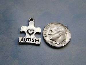 Autism Puzzle Piece Shaped LEAD FREE Pewter Charm  