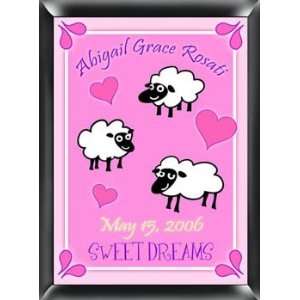Personalized Baby Name Sign Baby Girl Sheep Nursery Decor:  