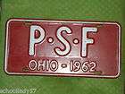 ohio 1962 vanity license plate p s f bin 409