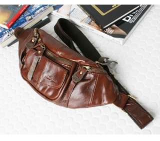 NWT Mens Vintage Dark Brwon Leather Cowhide Hipsack Waist Bag New2 