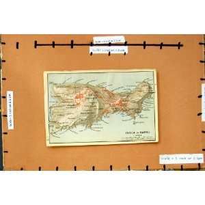  1909 MAP ITALY ISLAND CAPRI MONTE SOLARO ANACAPRI
