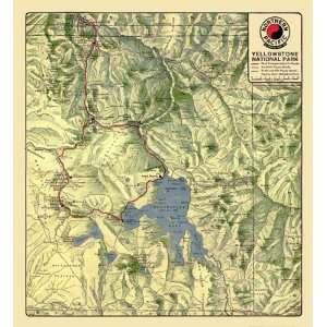    YELLOWSTONE NATIONAL PARK WYOMING (WY) 1910 MAP: Home & Kitchen