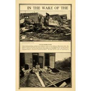  1917 Print Wake Tornado Illinois Mattoon Home Cow Roof 