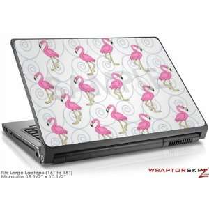  Large Laptop Skin Flamingos on White: Electronics