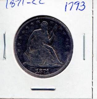 1871 CC Liberty Seated Silver Half Dollar #D1793  