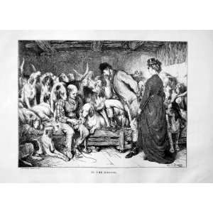  1870 HUNTING DOGS HOUNDS KENNEL MEN LADY SPORT PRINT: Home 